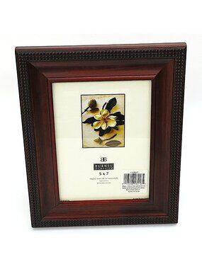 BURNES of BOSTON Photo Frame 5x7 Brown Wood Picture Frame Desk or Wall